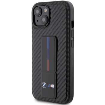 Etui BMW Grip Stand Smooth & Carbon na iPhone 15 - czarne
