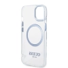 Etui Guess Metal Outline MagSafe na iPhone 14 Plus - niebieskie