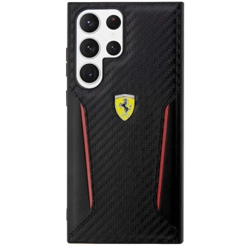 Etui Ferrari Carbon Contrast Edges na Samsung Galaxy S23 Ultra - czarne