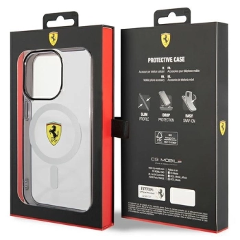 Etui Ferrari Outline MagSafe na iPhone 14 Pro - przezroczyste