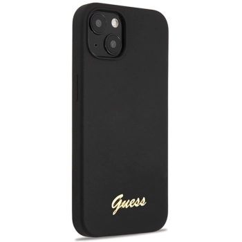 Etui Guess Silicone Script Gold Logo na iPhone 13 - czarne
