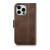 iCarer Oil Wax Wallet Case 2in1 etui iPhone 14 Pro skórzany pokrowiec z klapką Anti-RFID brązowy (WMI14220722-BN)