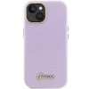 Etui Guess Glitter Glossy Script do iPhone 15 - liliowe