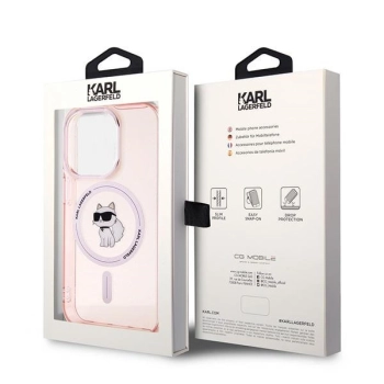 Etui Karl Lagerfeld IML Choupette MagSafe na iPhone 14 Pro - różowe