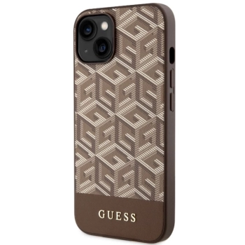 Etui Guess GCube Stripes MagSafe na iPhone 14 - brązowe