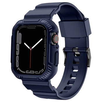 Kingxbar CYF537 2w1 pancerne etui Apple Watch SE, 9, 8, 7, 6, 5, 4, 3, 2, 1 (45, 44, 42 mm) z paskiem niebieskie