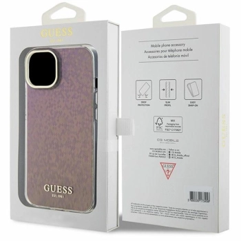 Etui Guess IML Faceted Mirror Disco Iridescent do iPhone 15 - różowe