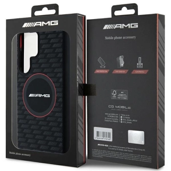 Etui AMG Silicone Carbon Pattern MagSafe na Samsung Galaxy S24 Ultra - czarne