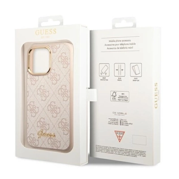 Etui Guess 4G Vintage Gold Logo na iPhone 14 Pro - różowe