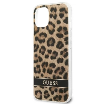 Etui Guess Leopard na iPhone 13 mini - brązowe
