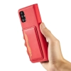 Magnet Card Case etui do Samsung Galaxy A52 5G pokrowiec portfel na karty kartę podstawka czerwony