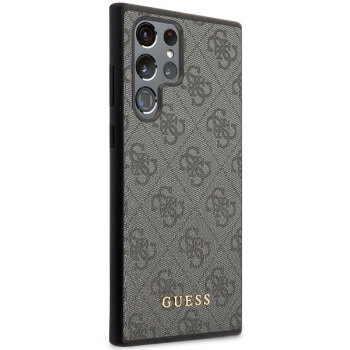 Etui Guess 4G Metal Gold Logo na Samsung Galaxy S23 Ultra - szare