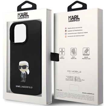 Etui Karl Lagerfeld Silicone Ikonik Metal Pin na iPhone 14 Pro - czarne