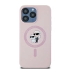 Etui Karl Lagerfeld Silicone Karl&Choupette Ring MagSafe na iPhone 15 Pro Max - różowe