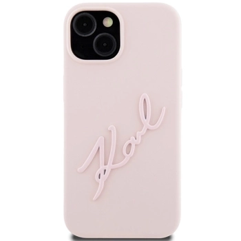 Etui Karl Lagerfeld Silicone Karl Script na iPhone 15 - różowe