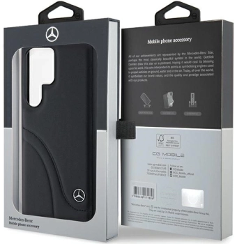 Etui Mercedes Leather Curved Stitches na Samsung Galaxy S24 Ultra - czarne