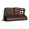 iCarer Oil Wax Wallet Case 2in1 etui iPhone 14 Pro skórzany pokrowiec z klapką Anti-RFID brązowy (WMI14220722-BN)