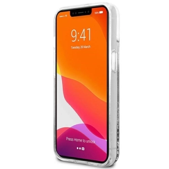 Etui Guess 4G Big Liquid Glitter na iPhone 13 mini - srebrne
