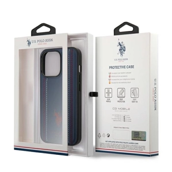 Etui U.S. Polo Assn. Leather Stitch na iPhone 14 Pro - granatowe