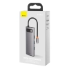 Baseus Metal Gleam 8w1 wielofunkcyjny HUB USB Typ C - USB Typ C Power Delivery 100 W / HDMI 4K 30 Hz / czytnik kart SD i microSD / 3x USB 3.2 Gen 1 /
