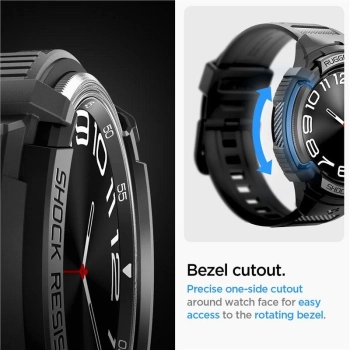 Etui z paskiem Spigen Rugged Armor Pro na Samsung Galaxy Watch 6 Classic (43 mm) - czarne
