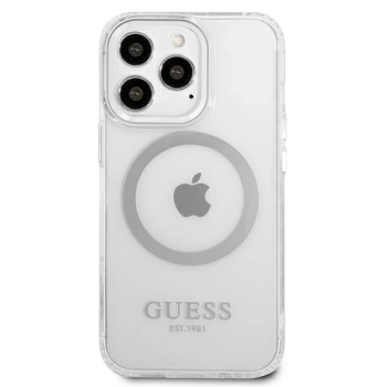 Etui Guess Metal Outline MagSafe na iPhone 13 Pro Max - srebrne