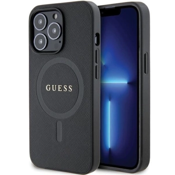 Etui Guess Saffiano MagSafe na iPhone 13 Pro Max - czarne