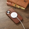 iCarer CE Oil Wax Premium Leather Folio Case skórzane etui iPhone 14 z klapką magnetyczne MagSafe brązowy (AKI14220705-BN)