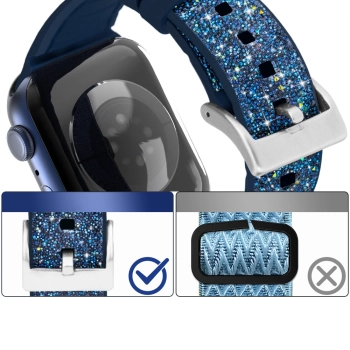 Kingxbar Crystal Fabric Band pasek bransoletka do Watch 6 / SE / 5 / 4 / 3 / 2 (40mm / 38mm) silikonowy pasek kryształowa opaska niebieski
