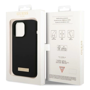 Etui Guess Silicone Logo Plate MagSafe na iPhone 14 Pro Max - czarne