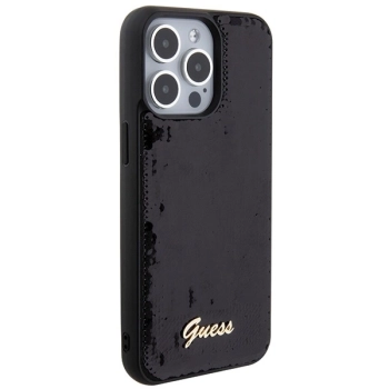 Etui Guess Sequin Script Metal na iPhone 15 Pro - czarne