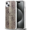 Etui Guess IML 4G Gold Stripe na iPhone 15 Plus / 14 Plus - brązowe