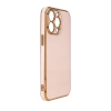 Lighting Color Case etui do iPhone 12 żelowy pokrowiec ze złotą ramką różowy