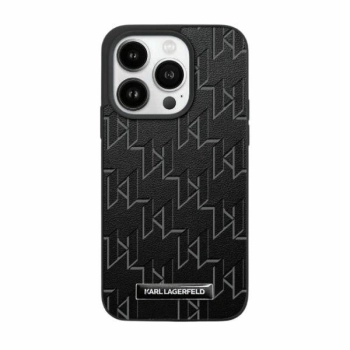 Etui Karl Lagerfeld Leather Monogram Metal Logo na iPhone 15 / 14 / 13 - czarne