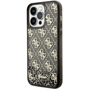Etui Guess Liquid Glitter 4G Transculent na iPhone 14 Pro Max - czarne