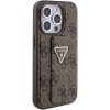 Etui Guess Grip Stand 4G Triangle Strass na iPhone 15 Pro - brązowe