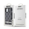Etui DKNY Leather Checkered Mono Pattern & Printed Stripes na iPhone 15 / 14 / 13 - czarne