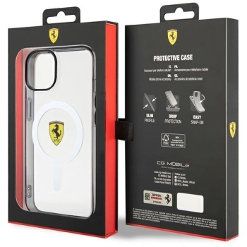 Etui Ferrari Outline MagSafe na iPhone 14 - przezroczyste