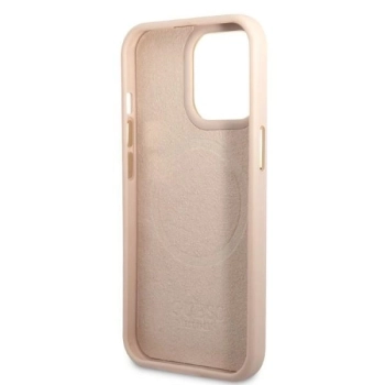 Etui Guess 4G Logo Plate MagSafe na iPhone 13 Pro / iPhone 13 - różowe