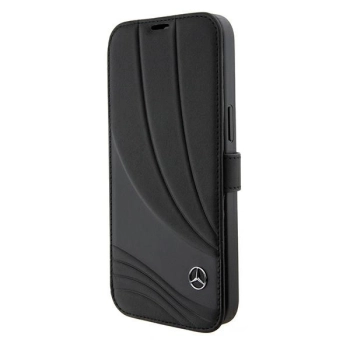 Etui Mercedes Leather Wave Patern na iPhone 15 - czarne