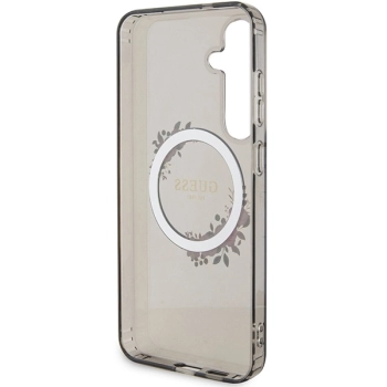 Etui Guess IML Flowers Wreath MagSafe na Samsung Galaxy S24+ - czarne