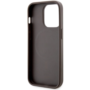 Etui Guess GCube Stripes MagSafe na iPhone 14 Pro Max - brązowe
