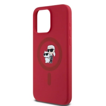 Etui Karl Lagerfeld Silicone Karl&Choupette Ring MagSafe na iPhone 15 Pro Max - czerwone