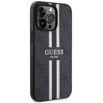 Etui Guess 4G Printed Stripes MagSafe na iPhone 13 Pro Max - czarne