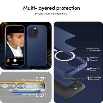 Etui Spigen Cyrill Kajuk Mag z MagSafe na iPhone 15 Pro Max - granatowe