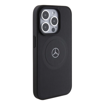 Etui Mercedes Crossed Lines Pattern Leather MagSafe na iPhone 15 Pro Max - czarne