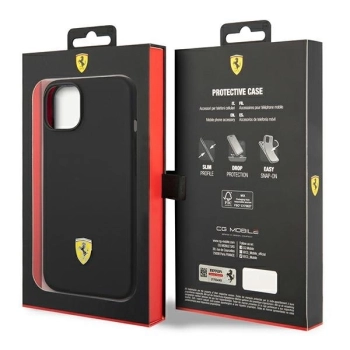 Etui Ferrari Silicone Metal Logo na iPhone 14 Plus - czarne