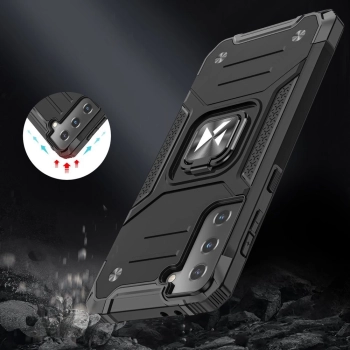 Wozinsky Ring Armor pancerne hybrydowe etui pokrowiec + magnetyczny uchwyt Samsung Galaxy S21 FE czarny