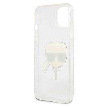 Etui Karl Lagerfeld Glitter Karl's Head na iPhone 13 mini - srebrne
