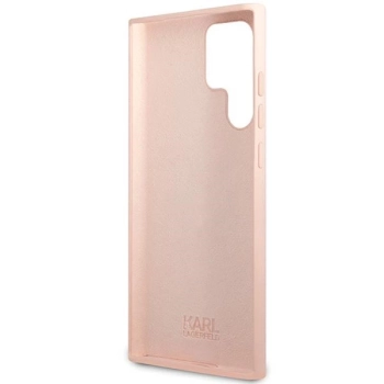 Etui Karl Lagerfeld Silicone Choupette Metal Pin na Samsung Galaxy S23 Ultra - różowe
